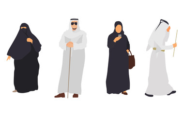 Arab people isolated characters. Flat illustration set - Vector