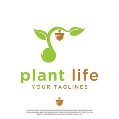 Minimalist vector logo of grain plants