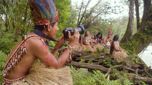 Indigenous Photographer Taking Photos With His New Camera In Ecuador