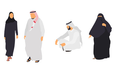 Obraz premium Arab people isolated characters. Flat illustration set - Vector
