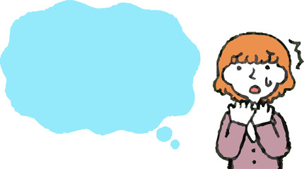 Illustration of a Upper body of Business woman face and pose with Speech Balloon