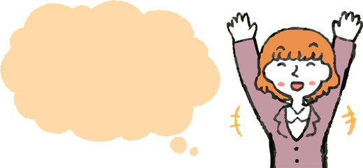 Illustration of a Upper body of Business woman face and pose with Speech Balloon