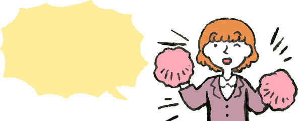 Illustration of a Upper body of Business woman face and pose with Speech Balloon