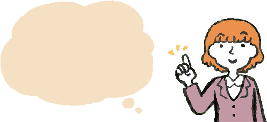 Illustration of a Upper body of Business woman face and pose with Speech Balloon