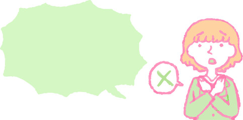 Illustration of a Upper body of Business woman face and pose with Speech Balloon