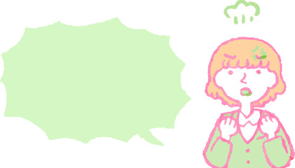 Illustration of a Upper body of Business woman face and pose with Speech Balloon