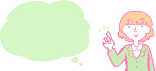 Illustration of a Upper body of Business woman face and pose with Speech Balloon