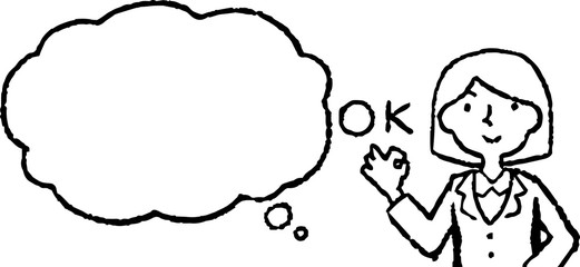 Upper body of Business woman face and pose with Speech Balloon