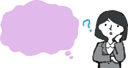 Upper body of Business woman face and pose with Speech Balloon