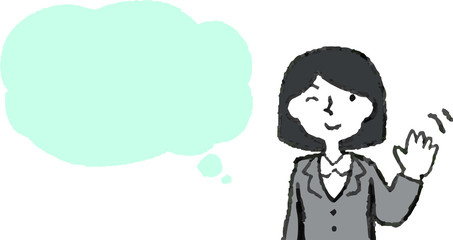 Upper body of Business woman face and pose with Speech Balloon
