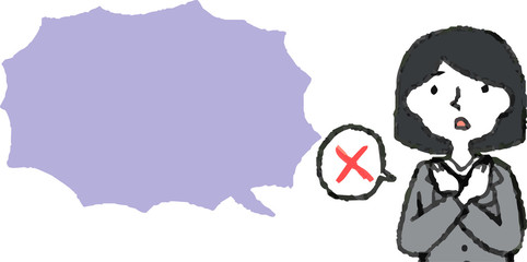 Upper body of Business woman face and pose with Speech Balloon