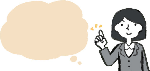 Upper body of Business woman face and pose with Speech Balloon