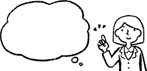 Upper body of Business woman face and pose with Speech Balloon