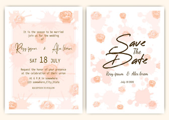 Wedding invitation card Floral hand drawn frame .Greenery Wedding Invitation ,Template Eucalyptus  Wedding Invitation.