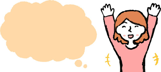 Upper body of woman face and pose with Speech Balloon