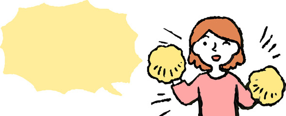 Upper body of woman face and pose with Speech Balloon