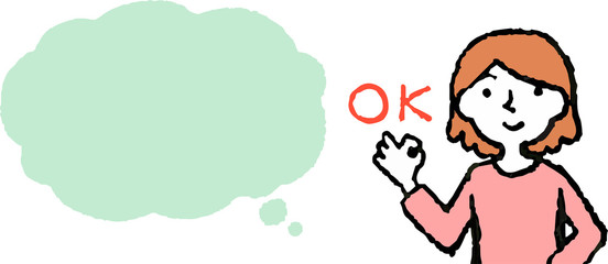 Upper body of woman face and pose with Speech Balloon