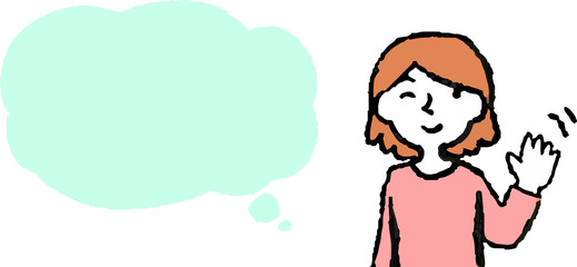 Upper body of woman face and pose with Speech Balloon