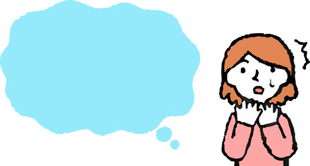 Upper body of woman face and pose with Speech Balloon
