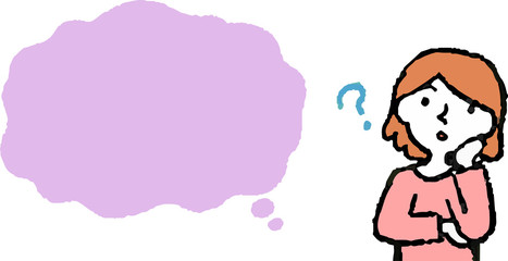 Upper body of woman face and pose with Speech Balloon