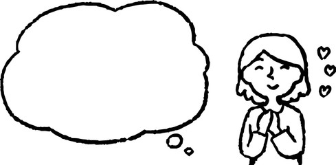 Upper body of woman face and pose with Speech Balloon