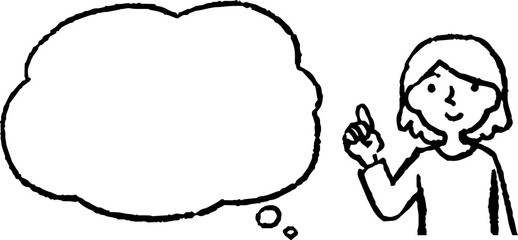 Upper body of woman face and pose with Speech Balloon