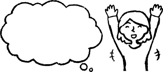 Upper body of woman face and pose with Speech Balloon