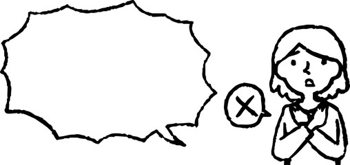 Upper body of woman face and pose with Speech Balloon