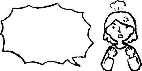 Upper body of woman face and pose with Speech Balloon