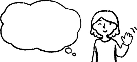 Upper body of woman face and pose with Speech Balloon