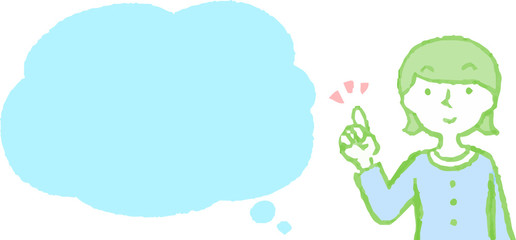 Upper body of woman wearing a dress face and pose with Speech Balloon