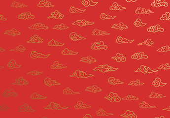 Seamless pattern of golden clouds in Chinese style