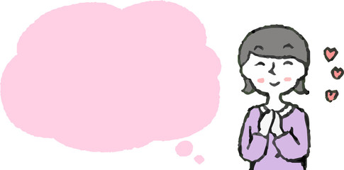 Upper body of woman wearing a dress face and pose with Speech Balloon