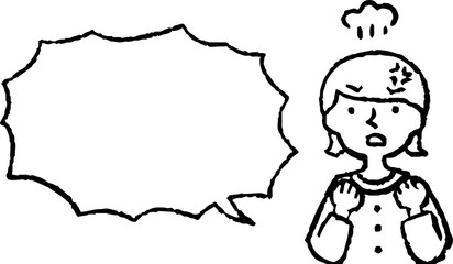 Upper body of woman wearing a dress face and pose with Speech Balloon