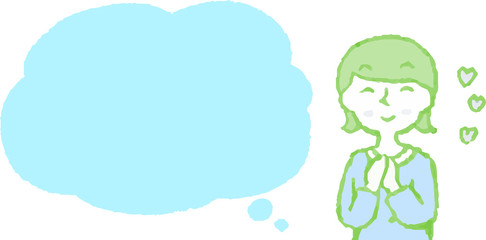 Upper body of woman wearing a dress face and pose with Speech Balloon