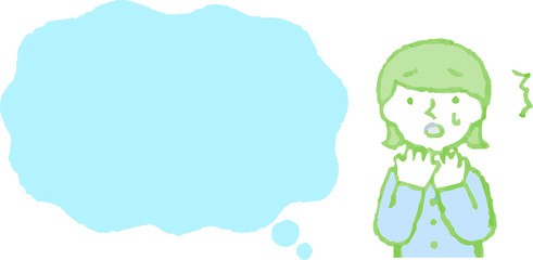 Upper body of woman wearing a dress face and pose with Speech Balloon