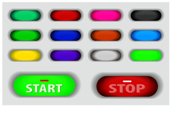 set of push web button in on off concept, or engine start or on off button. easy to modify
