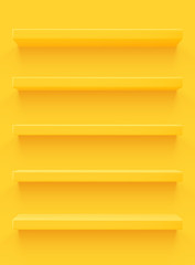 Yellow 3d shelf on the wall