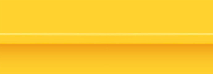 Yellow 3d shelf on the wall. Wooden horizontal realistic empty shelf