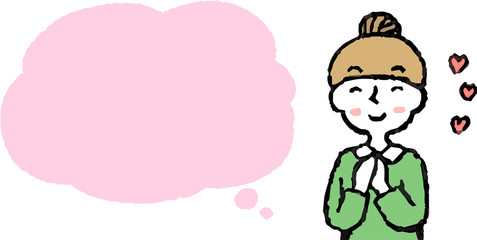 Upper body of woman face and pose with Speech Balloon