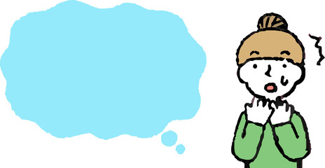 Upper body of woman face and pose with Speech Balloon