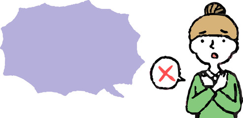 Upper body of woman face and pose with Speech Balloon