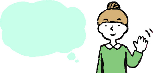 Upper body of woman face and pose with Speech Balloon