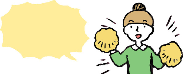 Upper body of woman face and pose with Speech Balloon