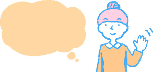 Upper body of woman face and pose with Speech Balloon
