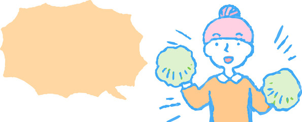 Upper body of woman face and pose with Speech Balloon