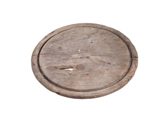 Thai vintage wooden tray isolated on white background