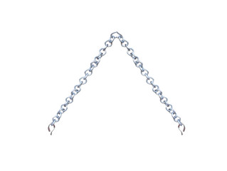 Steel chain for hanging wood sign or picture frame isolated on white background with clipping path
