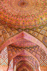 Amazing view of vault ceiling inside the Nasir al-Mulk Mosque