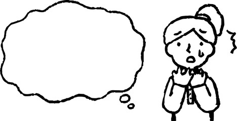 Upper body of woman face and pose with Speech Balloon